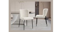 Chaise revêtement Bouclé pour salle à manger coloris Ecru. Collection LISE