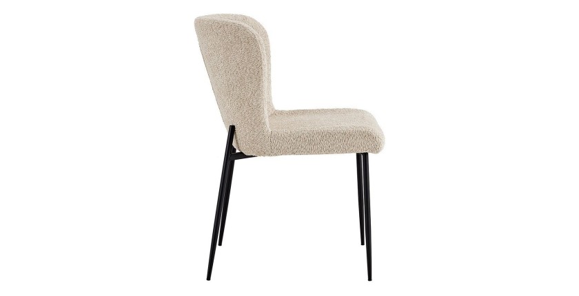Chaise revêtement Bouclé pour salle à manger coloris Beige. Collection LISE