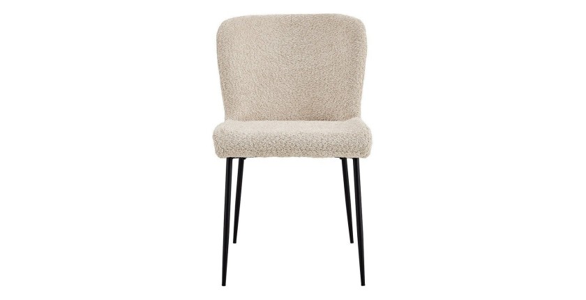 Chaise revêtement Bouclé pour salle à manger coloris Beige. Collection LISE