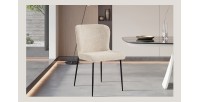 Chaise revêtement Bouclé pour salle à manger coloris Beige. Collection LISE
