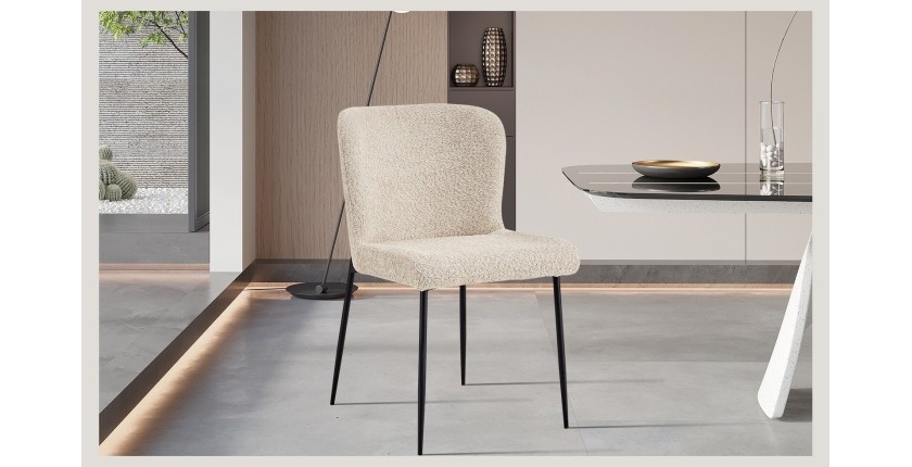 Chaise revêtement Bouclé pour salle à manger coloris Beige. Collection LISE
