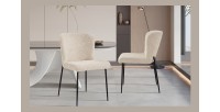 Chaise revêtement Bouclé pour salle à manger coloris Beige. Collection LISE