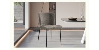 Chaise revêtement Bouclé pour salle à manger coloris Sable. Collection LISE