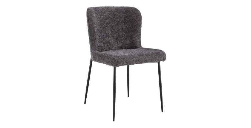 Chaise revêtement Bouclé pour salle à manger coloris Gris Foncé. Collection LISE