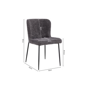 Chaise revêtement Bouclé pour salle à manger coloris Gris Foncé. Collection LISE