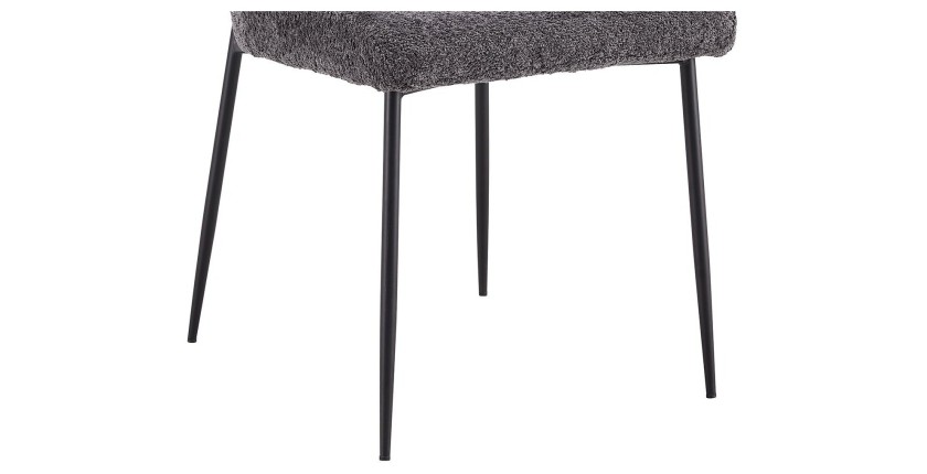 Chaise revêtement Bouclé pour salle à manger coloris Gris Foncé. Collection LISE