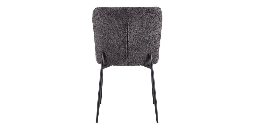 Chaise revêtement Bouclé pour salle à manger coloris Gris Foncé. Collection LISE