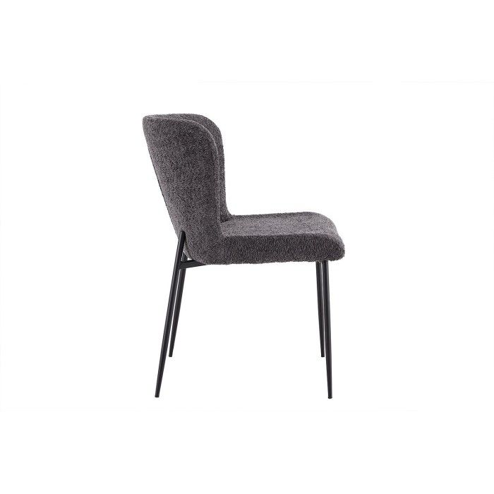 Chaise revêtement Bouclé pour salle à manger coloris Gris Foncé. Collection LISE