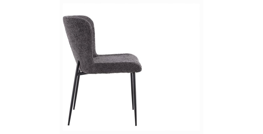 Chaise revêtement Bouclé pour salle à manger coloris Gris Foncé. Collection LISE