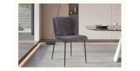 Chaise revêtement Bouclé pour salle à manger coloris Gris Foncé. Collection LISE