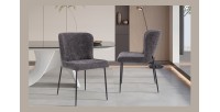 Chaise revêtement Bouclé pour salle à manger coloris Gris Foncé. Collection LISE