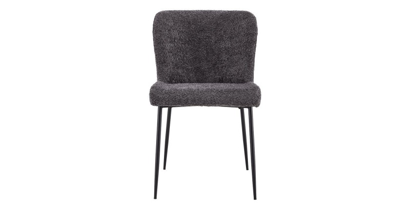 Chaise revêtement Bouclé pour salle à manger coloris Gris Foncé. Collection LISE