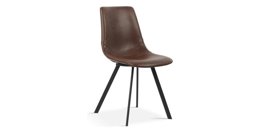 Chaise 'OSLO' PU Brun, dimensions : H84 x L44 x P57 cm