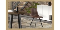 Chaise 'OSLO' PU Brun, dimensions : H84 x L44 x P57 cm