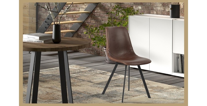 Chaise 'OSLO' PU Brun, dimensions : H84 x L44 x P57 cm