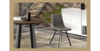 Chaise 'OSLO' PU Gris, dimensions : H84 x L44 x P57 cm