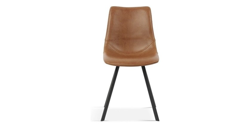 Chaise 'OSLO' PU Cognac, dimensions : H84 x L44 x P57 cm