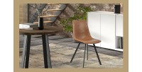 Chaise 'OSLO' PU Cognac, dimensions : H84 x L44 x P57 cm