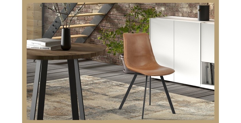 Chaise 'OSLO' PU Cognac, dimensions : H84 x L44 x P57 cm