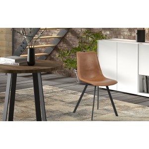 Chaise 'OSLO' PU Cognac, dimensions : H84 x L44 x P57 cm