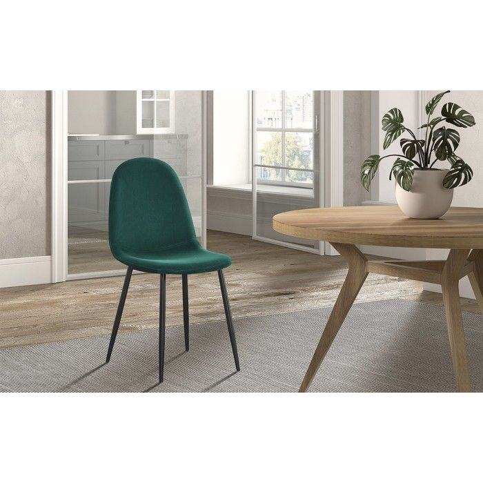 Chaise 'Boï' Velours Vert Pieds Noir