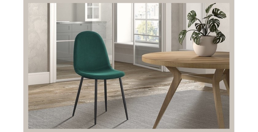 Chaise 'Boï' Velours Vert Pieds Noir