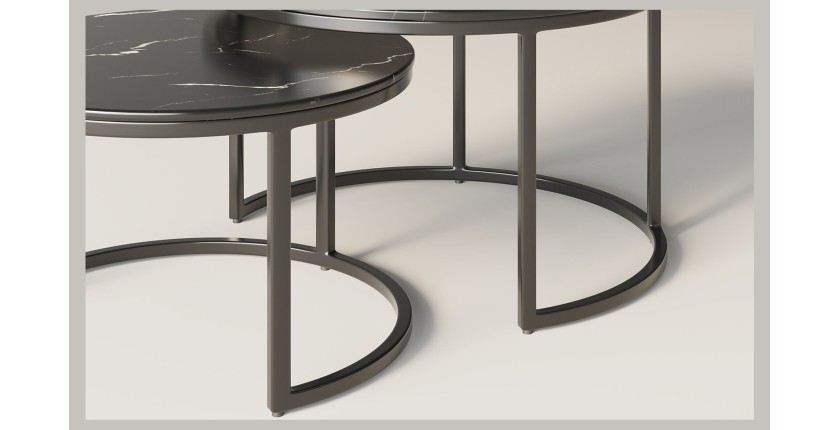 Table basse collection NAZARI. Meuble type CONTEMPORAIN. Marbre noir.
