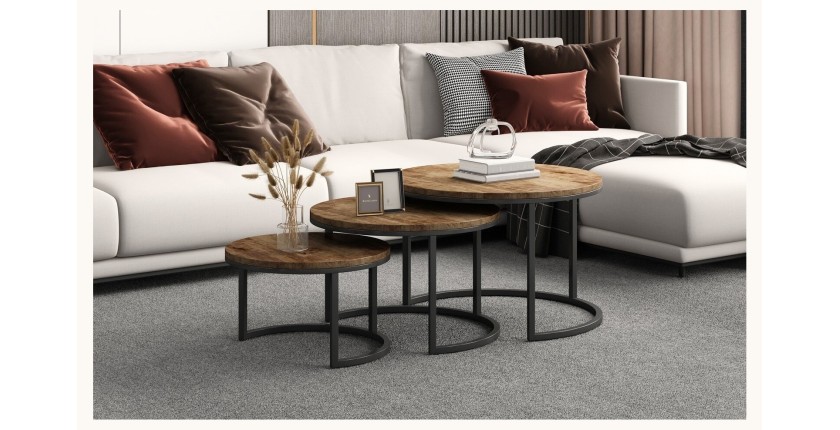 Table basse collection ARNOLD marron-bois.
