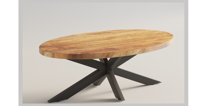 Table basse ovale collection MADEIRO marron.