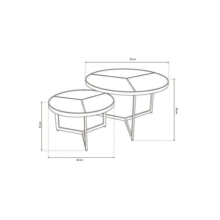 Table basse gigogne ronde en bois massif exotique. finition noir collection LAVE.