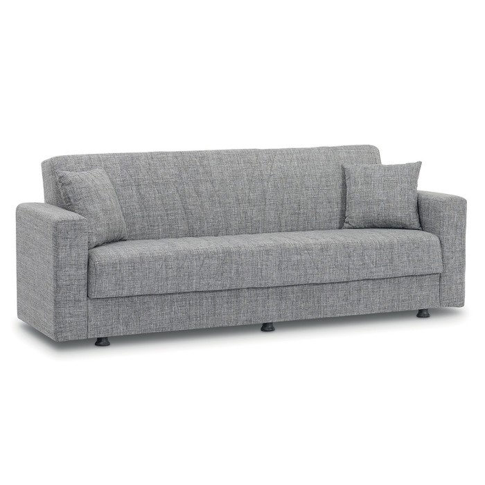 Canapé 3 places convertible gris clair ZEN, couchage 180x100 cm