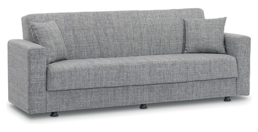 Canapé 3 places convertible gris clair ZEN, couchage 180x100 cm
