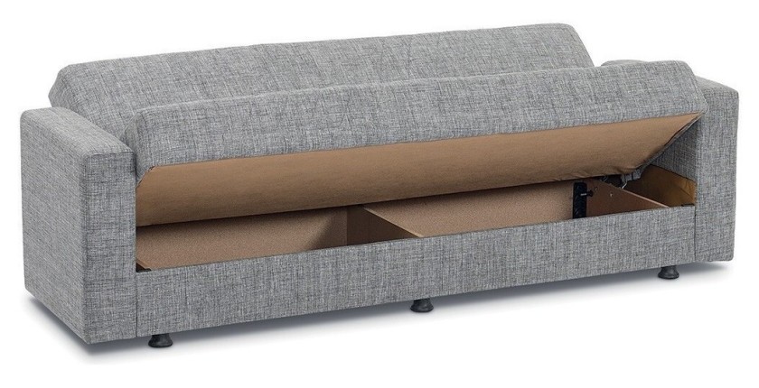 Canapé 3 places convertible gris clair ZEN, couchage 180x100 cm