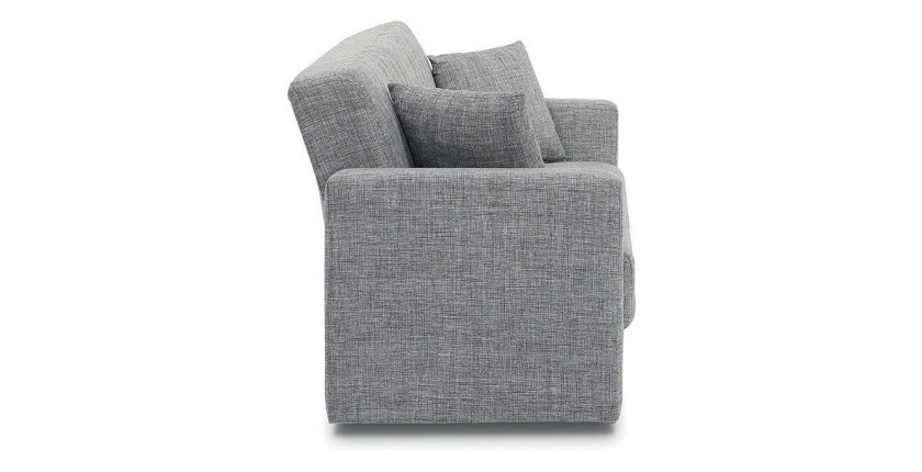 Canapé 3 places convertible gris clair ZEN, couchage 180x100 cm