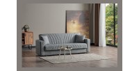 Canapé 3 places convertible gris clair ZEN, couchage 180x100 cm