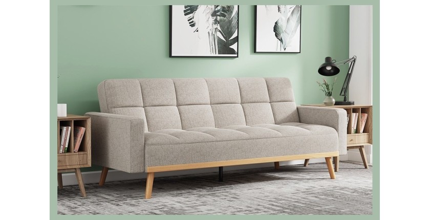 Canapé lit 3 places convertible beige collection ADONA