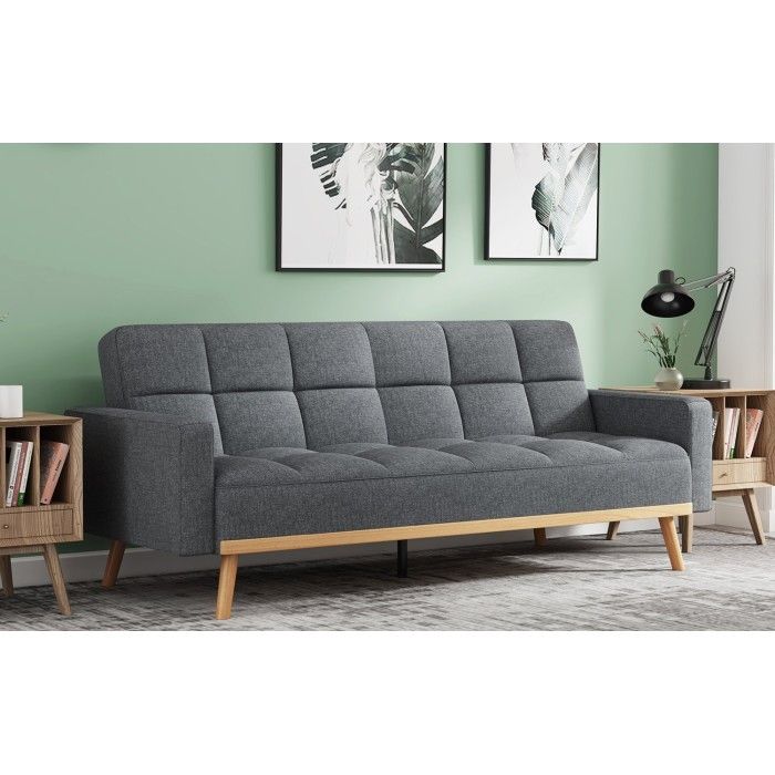 Canapé 3 places convertible gris ADONA