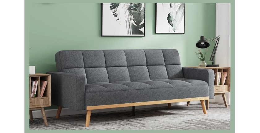 Canapé 3 places convertible gris ADONA