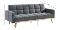 Canapé 3 places convertible gris ADONA