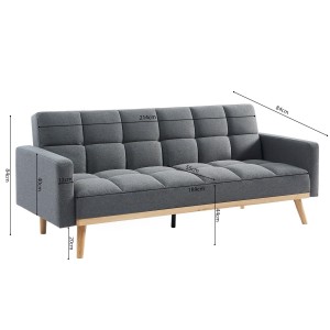 Canapé 3 places convertible gris ADONA