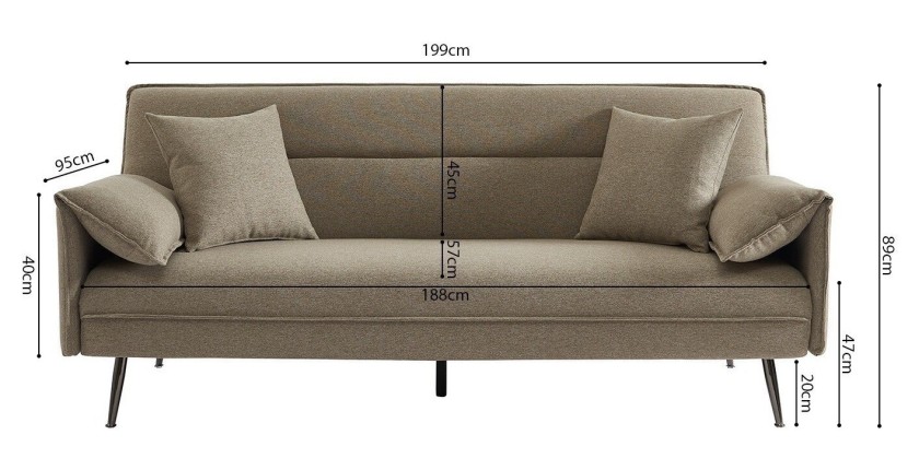 Canapé 3 places convertible beige collection SILAS