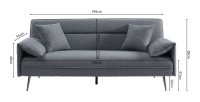 Canapé 3 places convertible gris collection SILAS