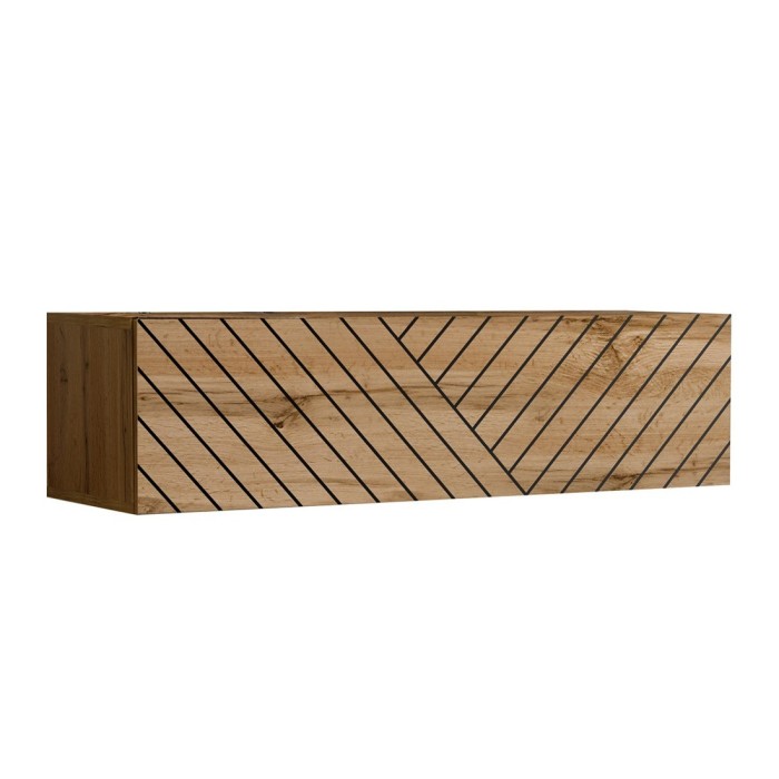 Meuble TV suspendu 120cm effet chêne façade fraisée. Collection SWITCH.