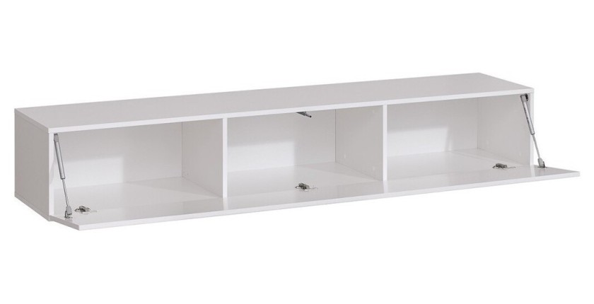 Meuble TV suspendu 180cm coloris blanc collection SWITCH. Finitions brillantes.