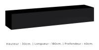 Meuble TV suspendu 180cm coloris noir collection SWITCH. Finitions brillantes.