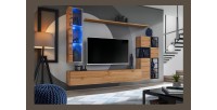Meuble TV suspendu 180cm coloris chêne Wotan. Collection SWITCH.