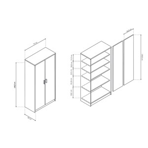 Armoire, collection TOLLY, 2 portes, 75x150 cm, coloris chêne sonoma