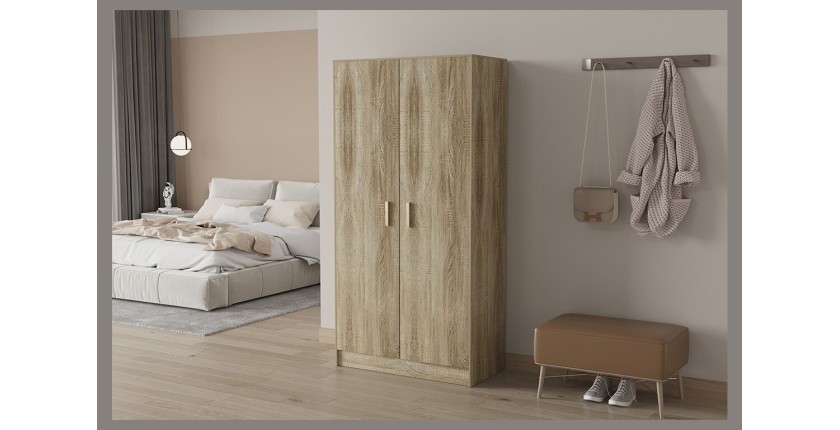 Armoire, collection TOLLY, 2 portes, 75x150 cm, coloris chêne sonoma