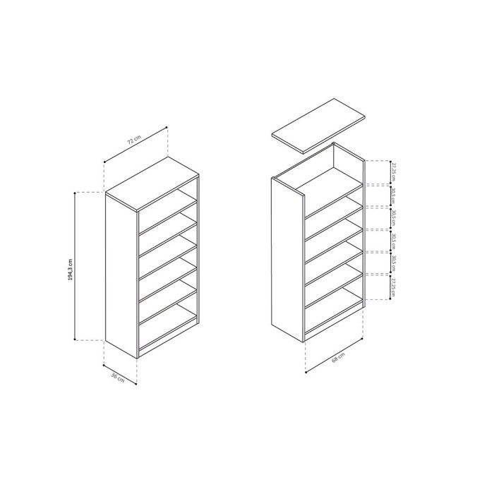 Armoire, collection TOLLY, 2 portes, 75x195 cm, coloris chêne sonoma