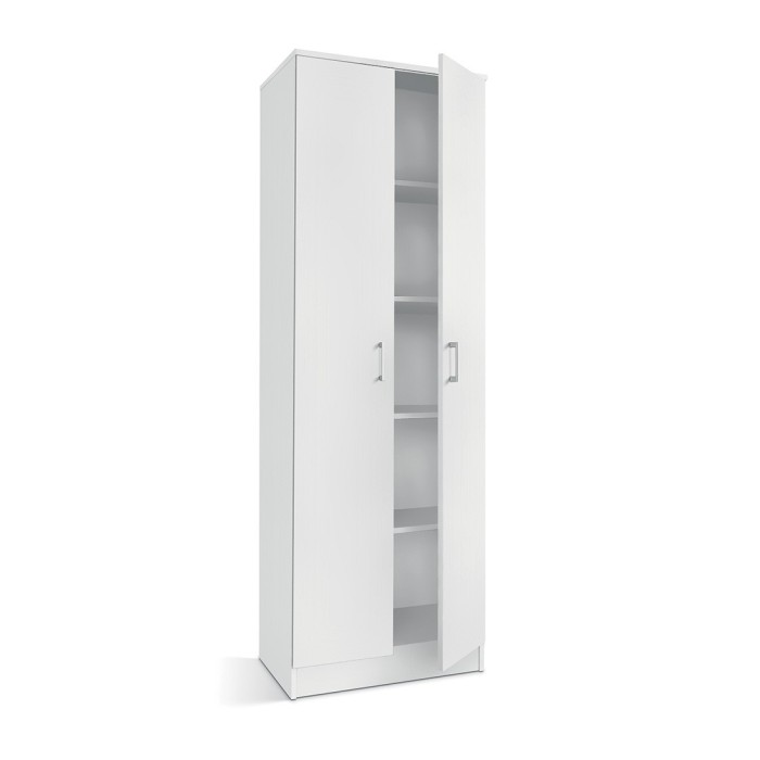 Armoire de rangement, collection STAN, 2 portes, coloris blanc,  idéal pour votre entrée, salle de bain ou buanderie.